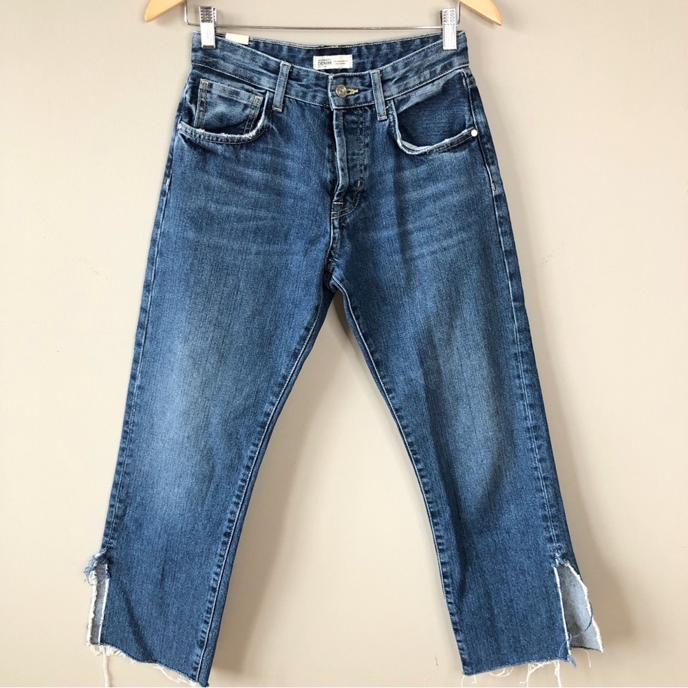 Zara Mid rise Straight Cropped Split Jeans 26